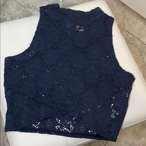 Navy Knit Crop Top from Hollister